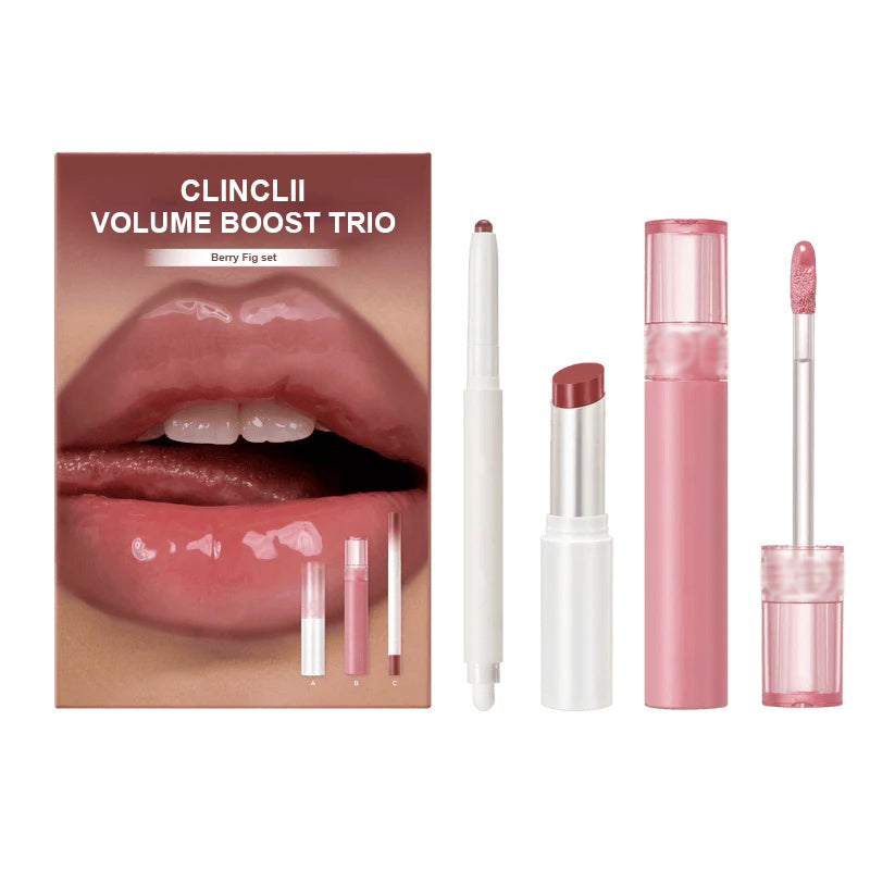 ✨✨LIP VOLUME BOOST TRIO NEUTRAL GLOW— Liner + Balm + Gloss
