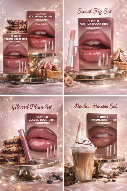 ✨✨LIP VOLUME BOOST TRIO NEUTRAL GLOW— Liner + Balm + Gloss