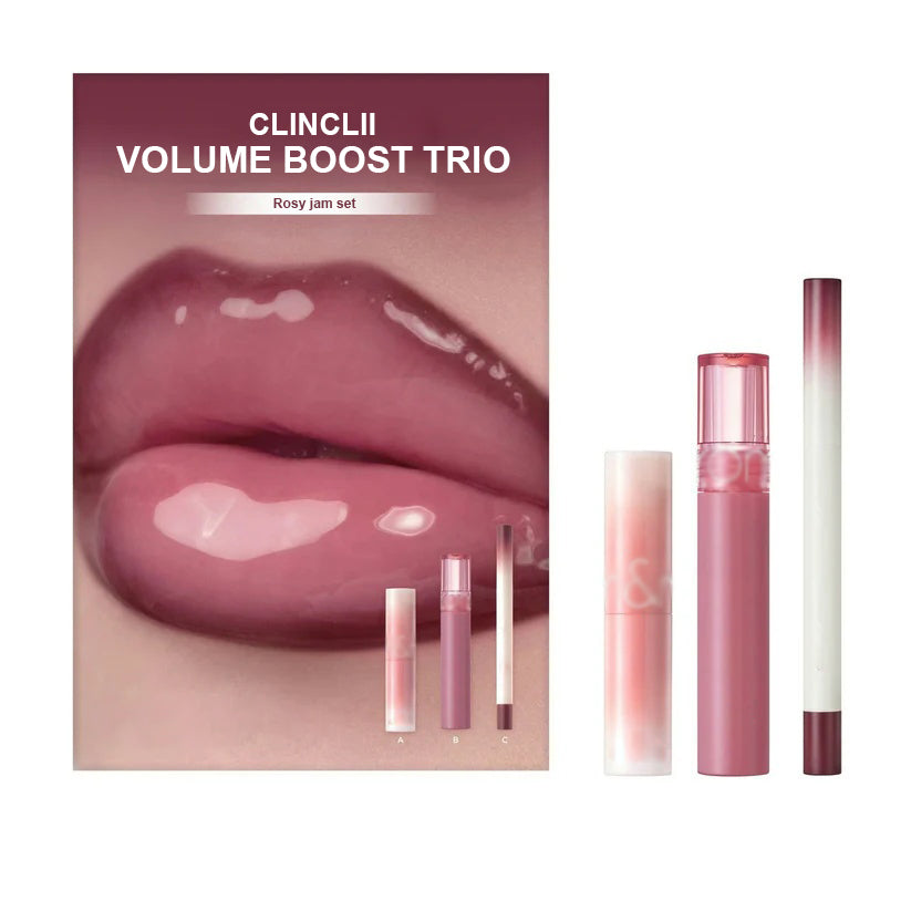 ✨✨LIP VOLUME BOOST TRIO NEUTRAL GLOW— Liner + Balm + Gloss