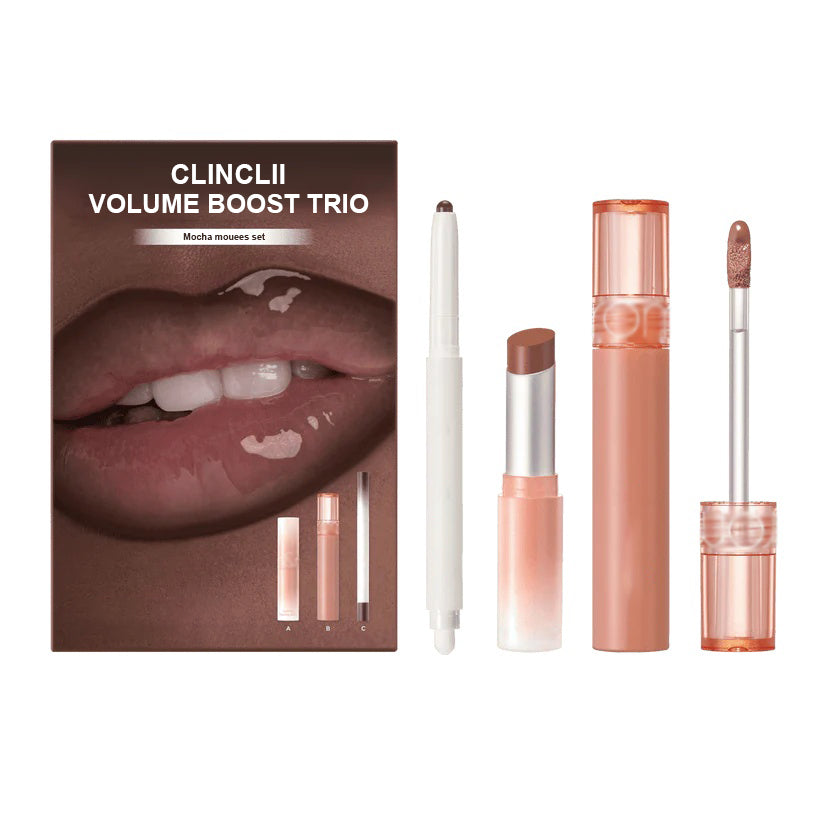 ✨✨LIP VOLUME BOOST TRIO NEUTRAL GLOW— Liner + Balm + Gloss