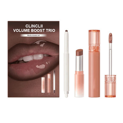 ✨✨LIP VOLUME BOOST TRIO NEUTRAL GLOW— Liner + Balm + Gloss
